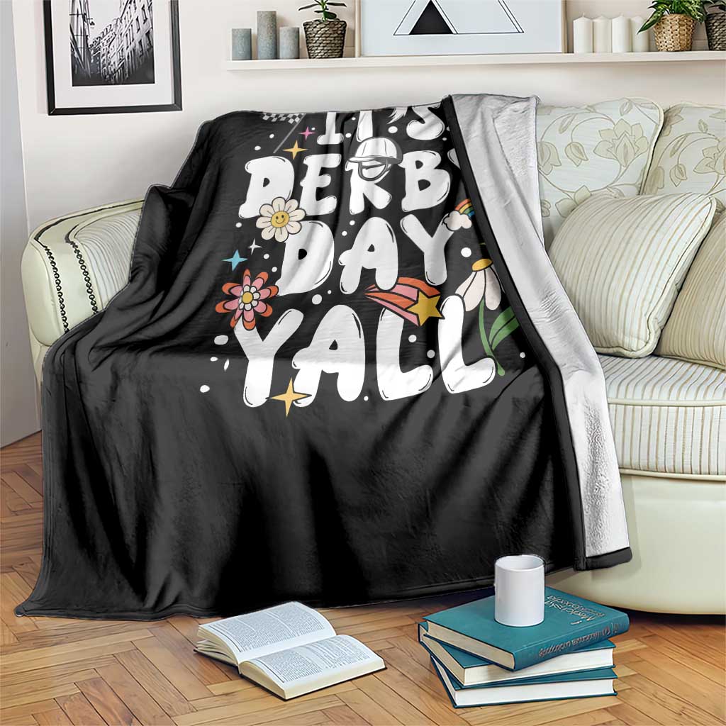 It's Derby Day Y'All Throw Blanket Retro Groovy KY Horse Racing TS02 Print Your Wear