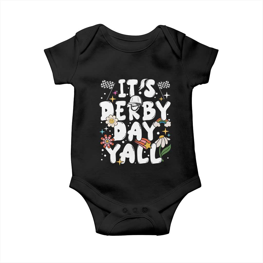 It's Derby Day Y'All Baby Onesie Retro Groovy KY Horse Racing TS02 Black Print Your Wear