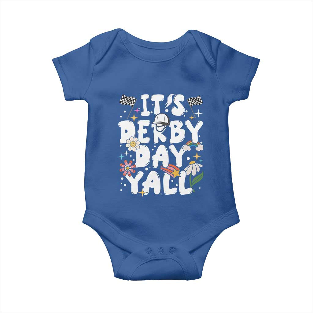 It's Derby Day Y'All Baby Onesie Retro Groovy KY Horse Racing TS02 Royal Blue Print Your Wear