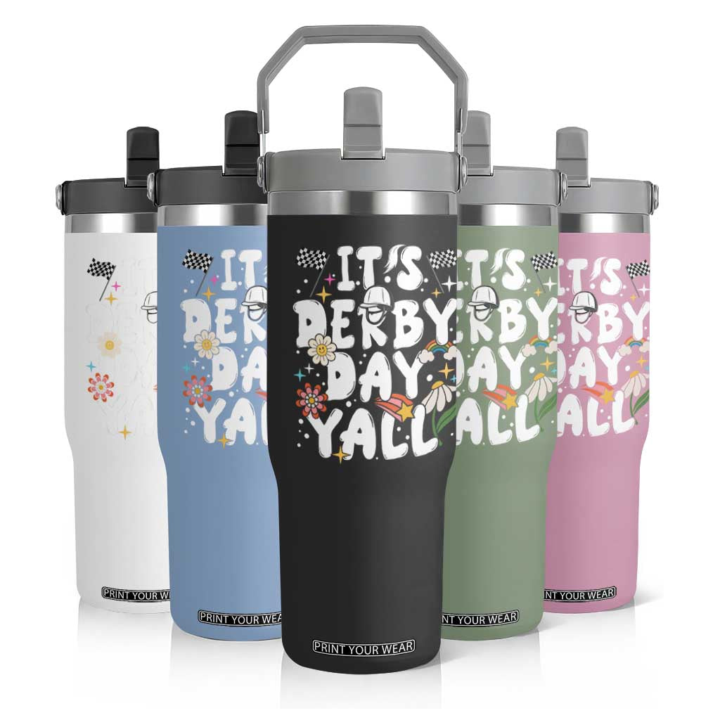 It's Derby Day Y'All Flip Straw Tumbler Retro Groovy KY Horse Racing TS02 Print Your Wear