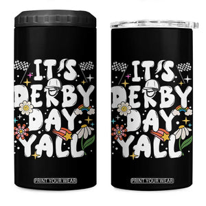 It's Derby Day Y'All 4 in 1 Can Cooler Tumbler Retro Groovy KY Horse Racing TS02 One Size: 16 oz Black Print Your Wear