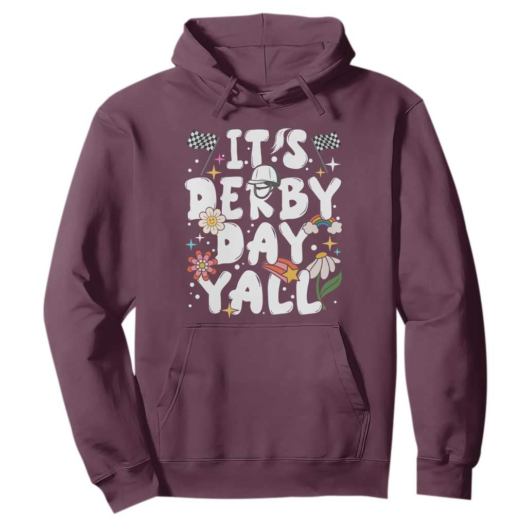 It's Derby Day Y'All Hoodie Retro Groovy KY Horse Racing TS02 Maroon Print Your Wear