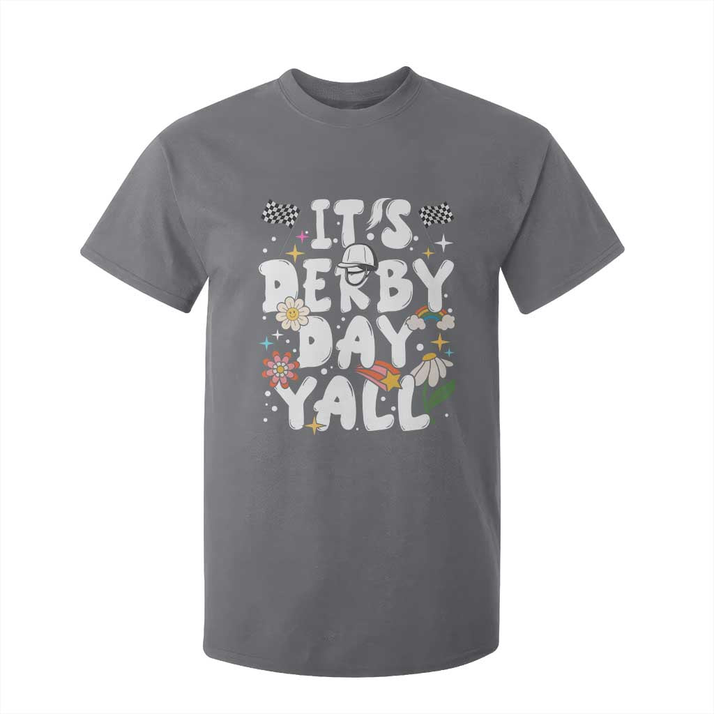 It's Derby Day Y'All T Shirt For Kid Retro Groovy KY Horse Racing TS02 Charcoal Print Your Wear