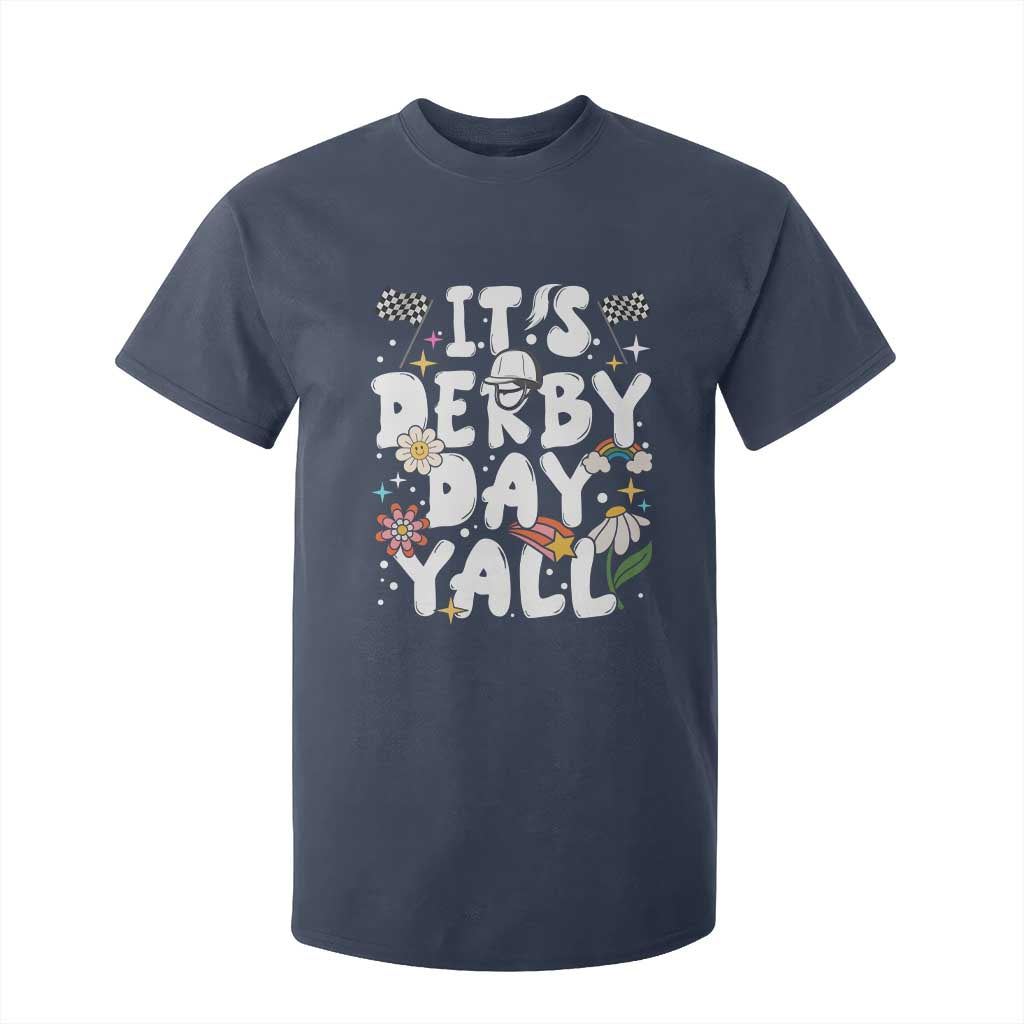 It's Derby Day Y'All T Shirt For Kid Retro Groovy KY Horse Racing TS02 Navy Print Your Wear