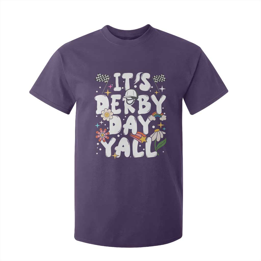 It's Derby Day Y'All T Shirt For Kid Retro Groovy KY Horse Racing TS02 Purple Print Your Wear