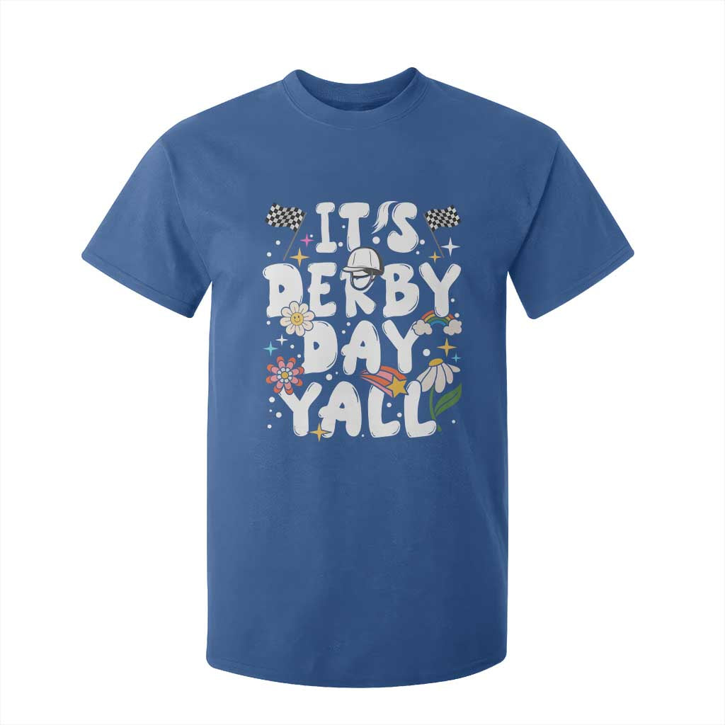 It's Derby Day Y'All T Shirt For Kid Retro Groovy KY Horse Racing TS02 Royal Blue Print Your Wear