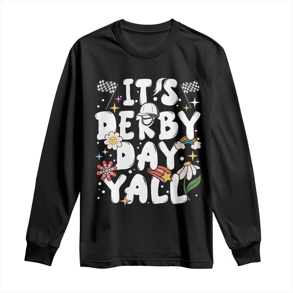 It's Derby Day Y'All Long Sleeve Shirt Retro Groovy KY Horse Racing TS02 Black Print Your Wear