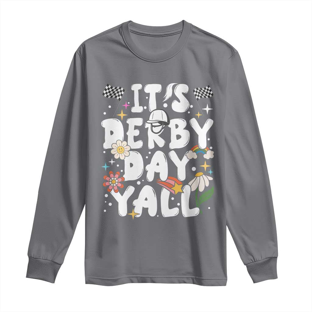 It's Derby Day Y'All Long Sleeve Shirt Retro Groovy KY Horse Racing TS02 Charcoal Print Your Wear