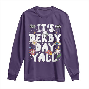 It's Derby Day Y'All Long Sleeve Shirt Retro Groovy KY Horse Racing TS02 Purple Print Your Wear