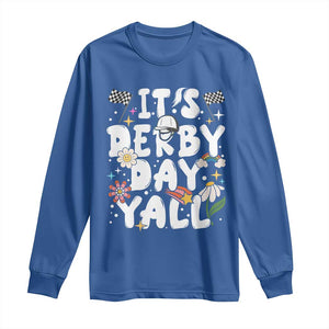 It's Derby Day Y'All Long Sleeve Shirt Retro Groovy KY Horse Racing TS02 Royal Blue Print Your Wear