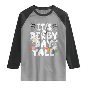 It's Derby Day Y'All Raglan Shirt Retro Groovy KY Horse Racing TS02 Sport Gray Black Print Your Wear