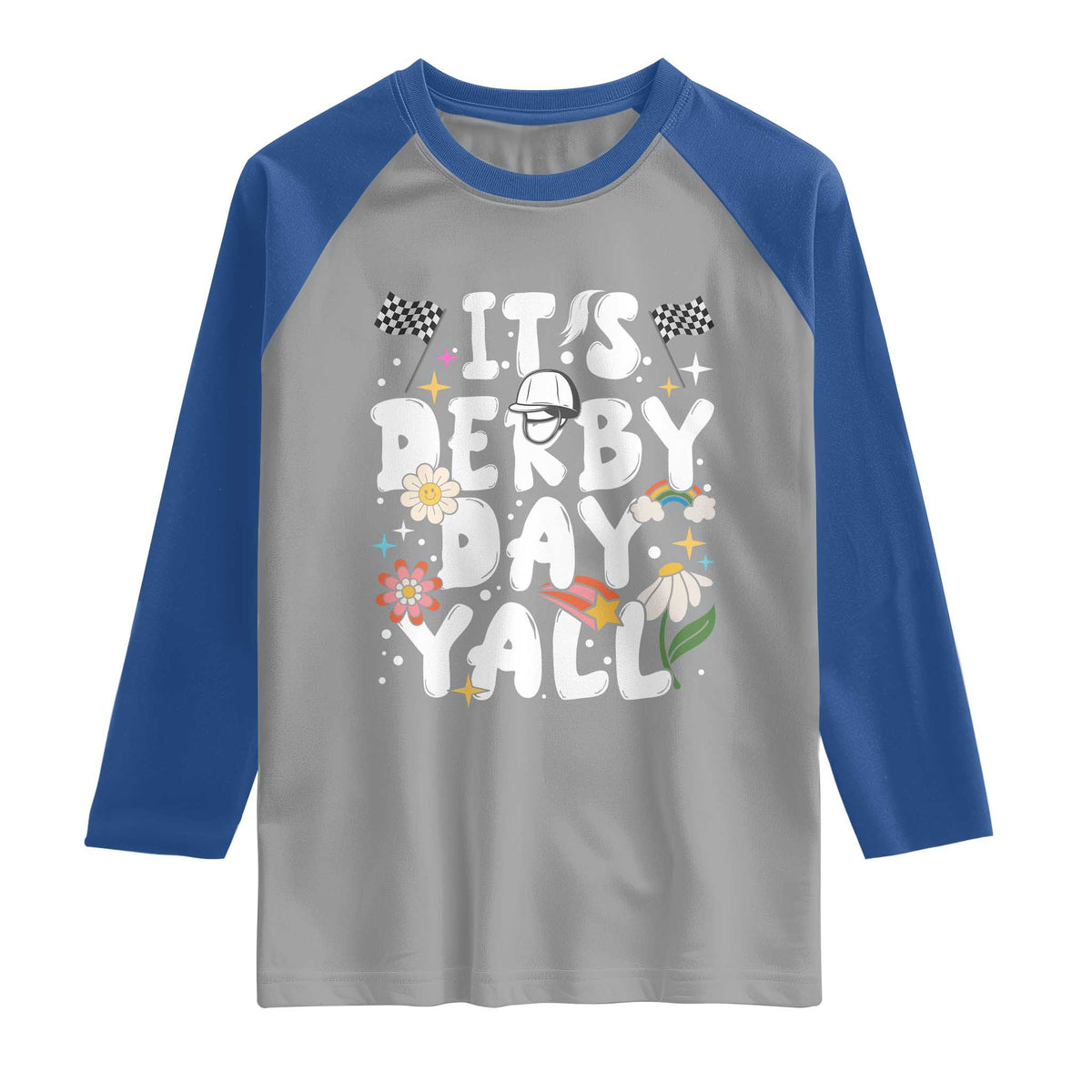 It's Derby Day Y'All Raglan Shirt Retro Groovy KY Horse Racing TS02 Sport Gray Royal Print Your Wear