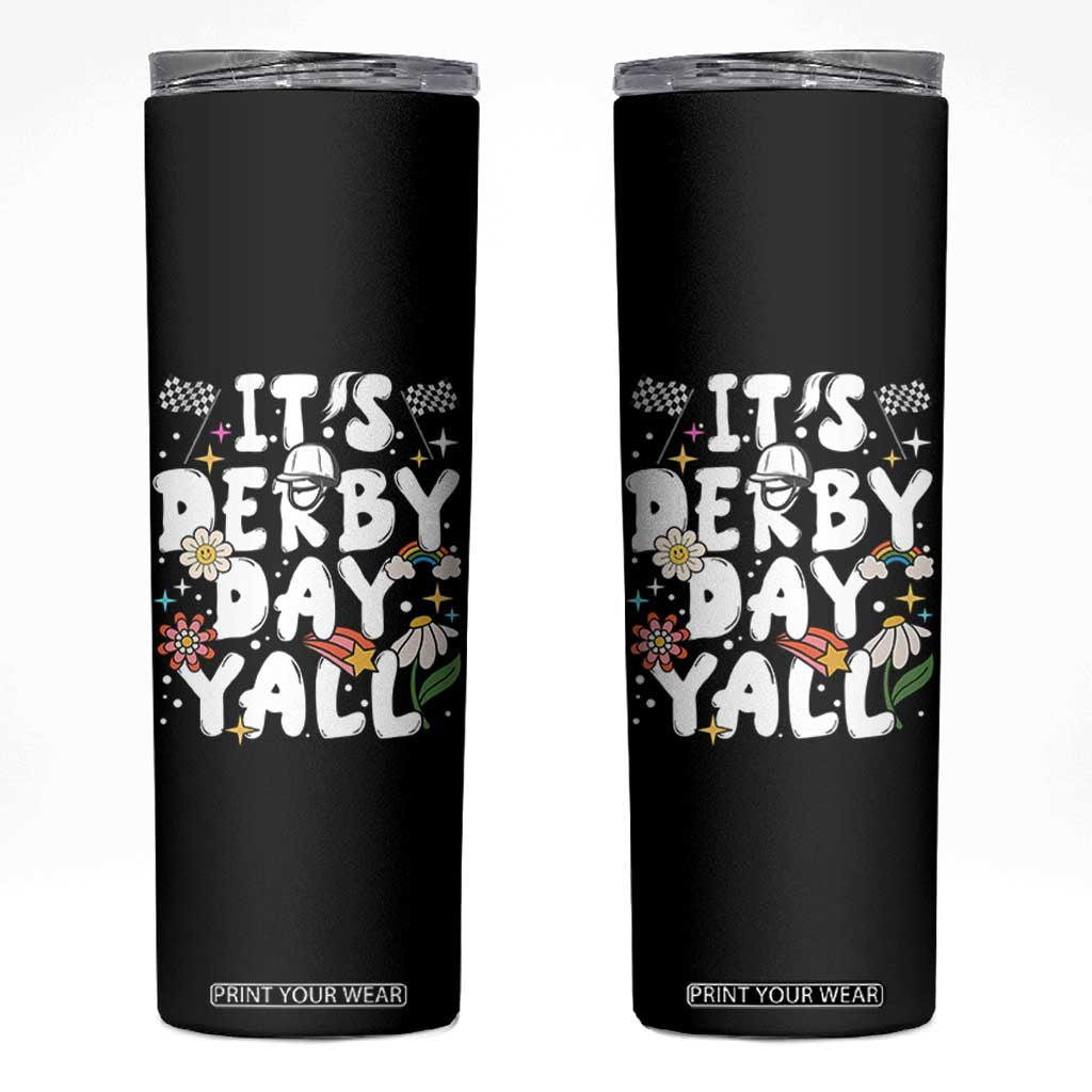 It's Derby Day Y'All Skinny Tumbler Retro Groovy KY Horse Racing TS02 Black Print Your Wear