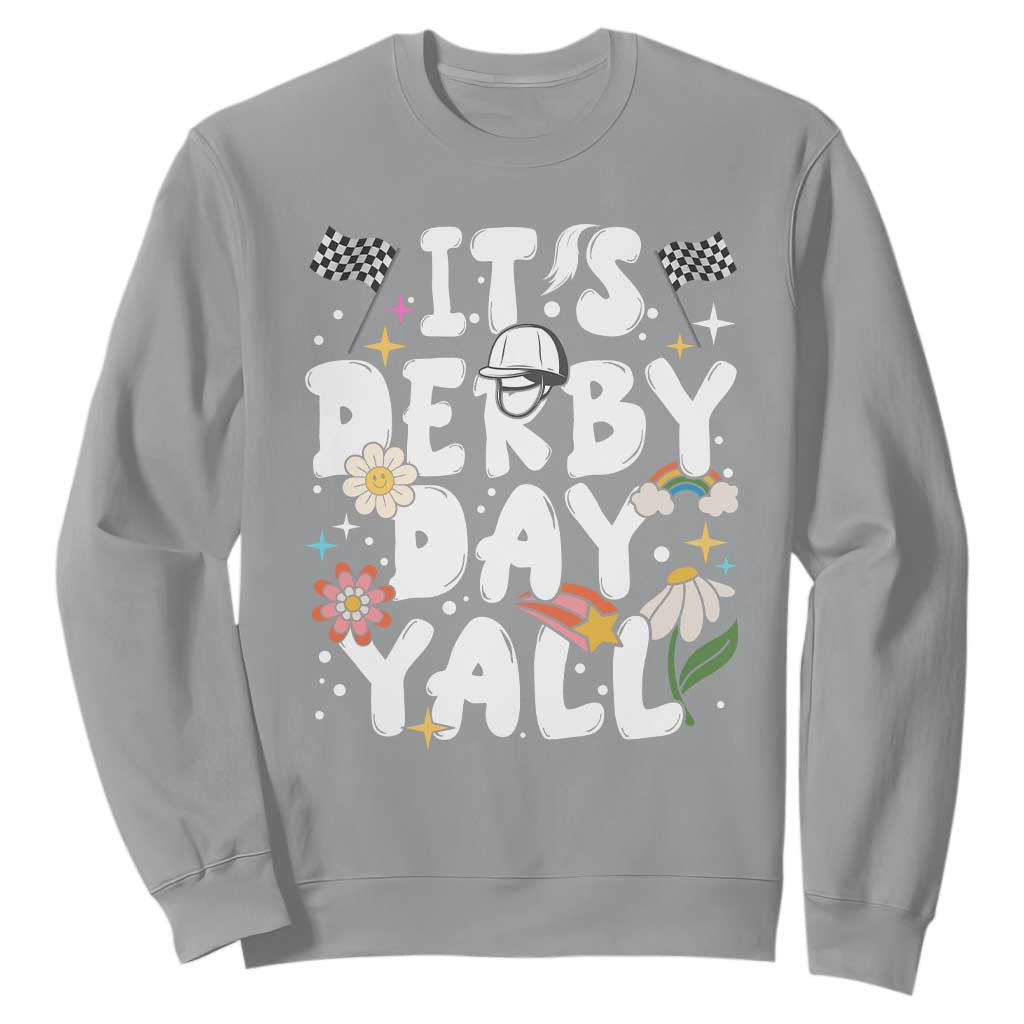 It's Derby Day Y'All Sweatshirt Retro Groovy KY Horse Racing TS02 Sport Gray Print Your Wear