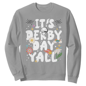 It's Derby Day Y'All Sweatshirt Retro Groovy KY Horse Racing TS02 Sport Gray Print Your Wear