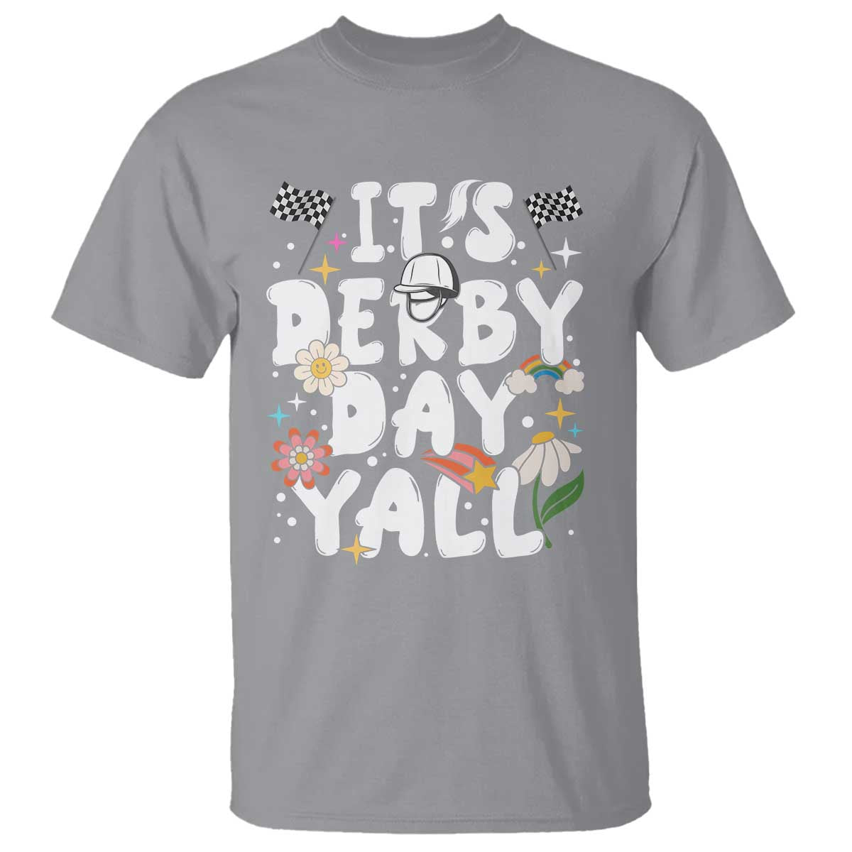 It's Derby Day Y'All T Shirt Retro Groovy KY Horse Racing TS02 Sport Gray Print Your Wear