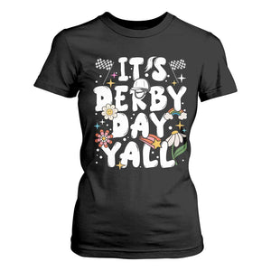 It's Derby Day Y'All T Shirt For Women Retro Groovy KY Horse Racing TS02 Black Print Your Wear