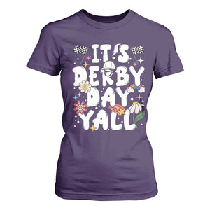 It's Derby Day Y'All T Shirt For Women Retro Groovy KY Horse Racing TS02 Purple Print Your Wear