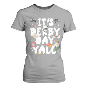It's Derby Day Y'All T Shirt For Women Retro Groovy KY Horse Racing TS02 Sport Gray Print Your Wear