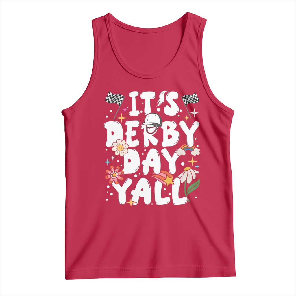 It's Derby Day Y'All Tank Top Retro Groovy KY Horse Racing TS02 Red Print Your Wear
