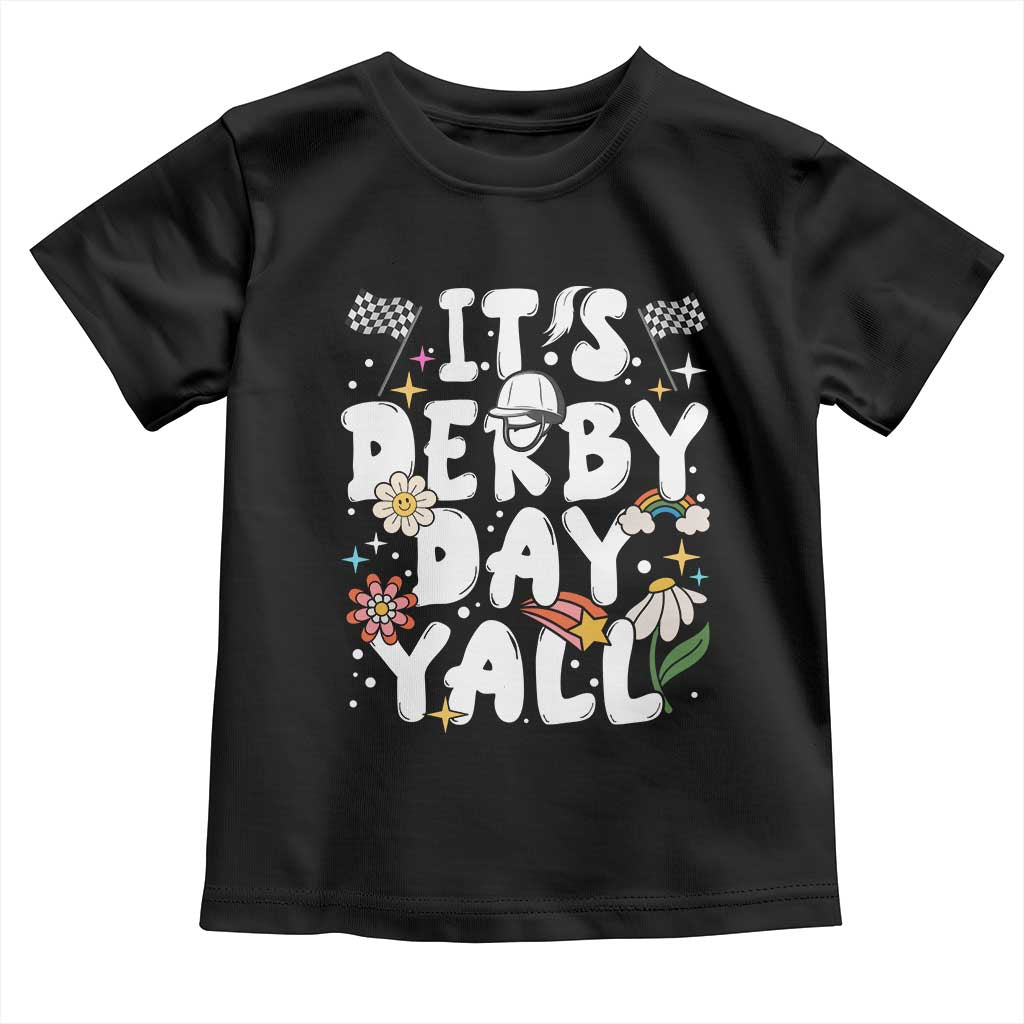 It's Derby Day Y'All Toddler T Shirt Retro Groovy KY Horse Racing TS02 Black Print Your Wear