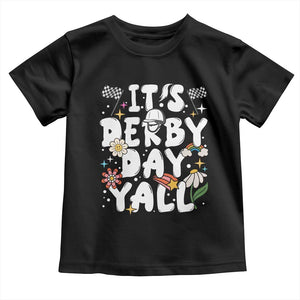 It's Derby Day Y'All Toddler T Shirt Retro Groovy KY Horse Racing TS02 Black Print Your Wear