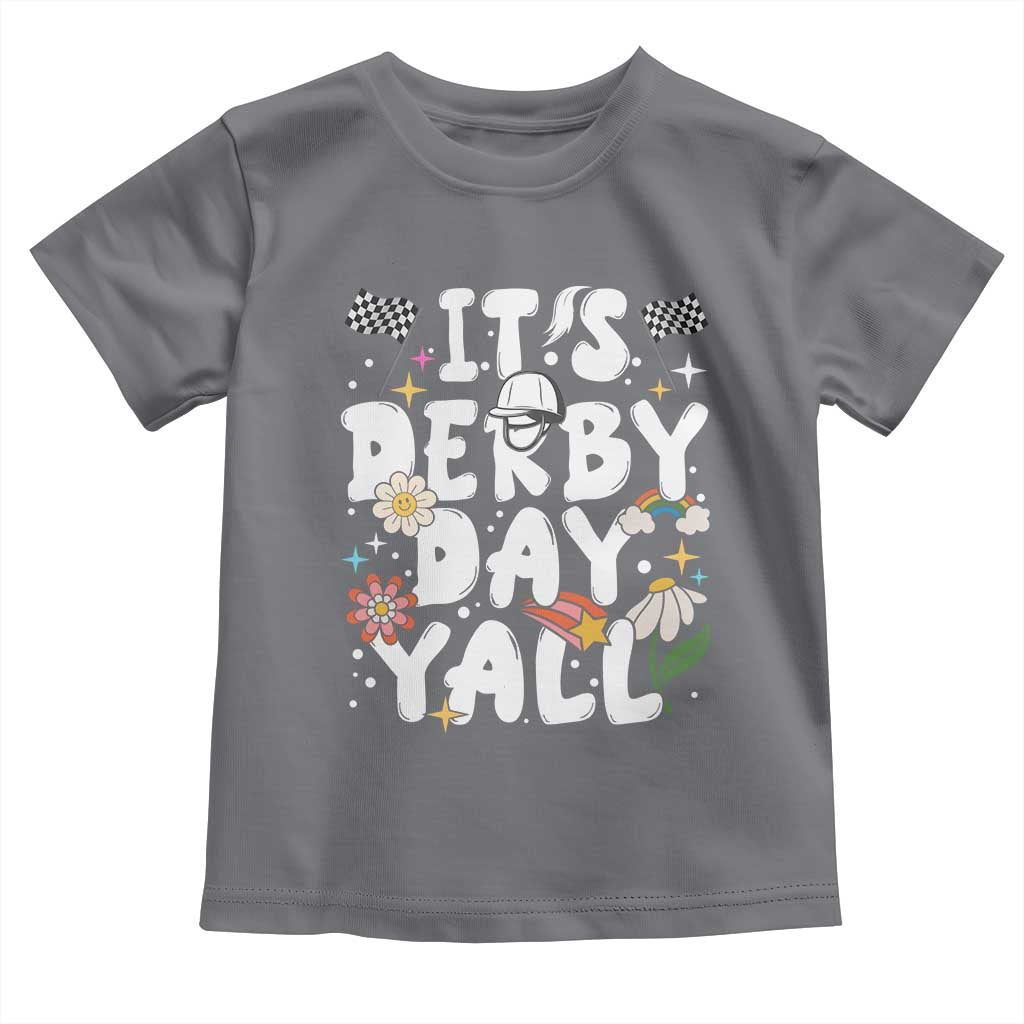 It's Derby Day Y'All Toddler T Shirt Retro Groovy KY Horse Racing TS02 Charcoal Print Your Wear