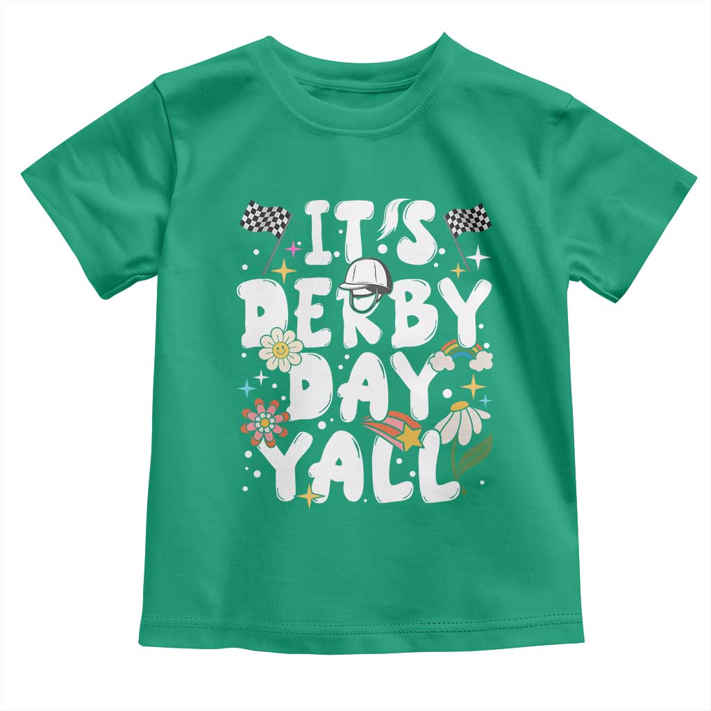 It's Derby Day Y'All Toddler T Shirt Retro Groovy KY Horse Racing TS02 Irish Green Print Your Wear