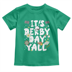 It's Derby Day Y'All Toddler T Shirt Retro Groovy KY Horse Racing TS02 Irish Green Print Your Wear
