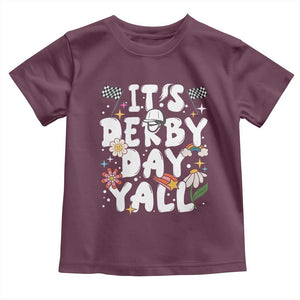 It's Derby Day Y'All Toddler T Shirt Retro Groovy KY Horse Racing TS02 Maroon Print Your Wear