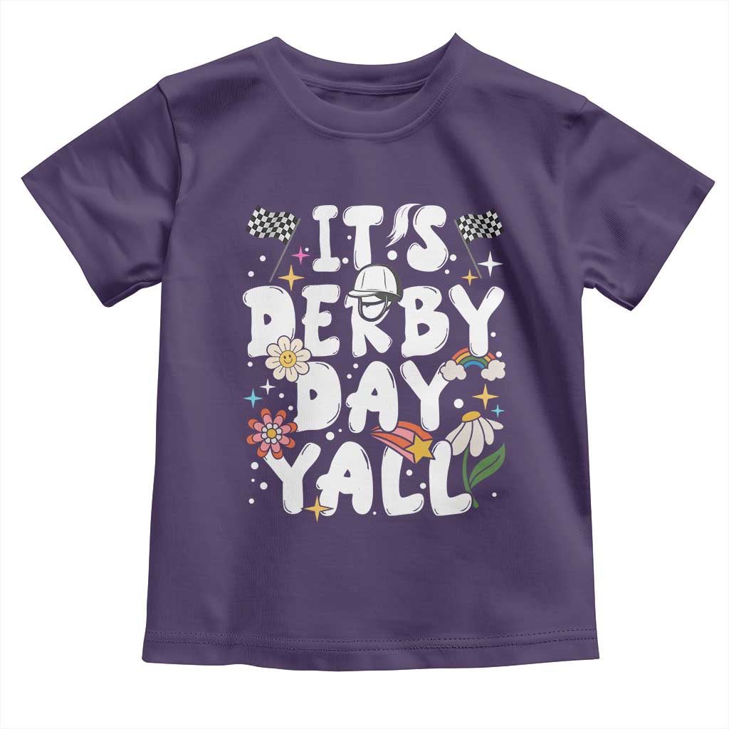 It's Derby Day Y'All Toddler T Shirt Retro Groovy KY Horse Racing TS02 Purple Print Your Wear