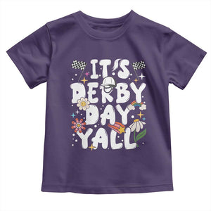 It's Derby Day Y'All Toddler T Shirt Retro Groovy KY Horse Racing TS02 Purple Print Your Wear
