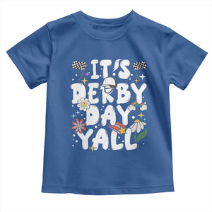 It's Derby Day Y'All Toddler T Shirt Retro Groovy KY Horse Racing TS02 Royal Blue Print Your Wear