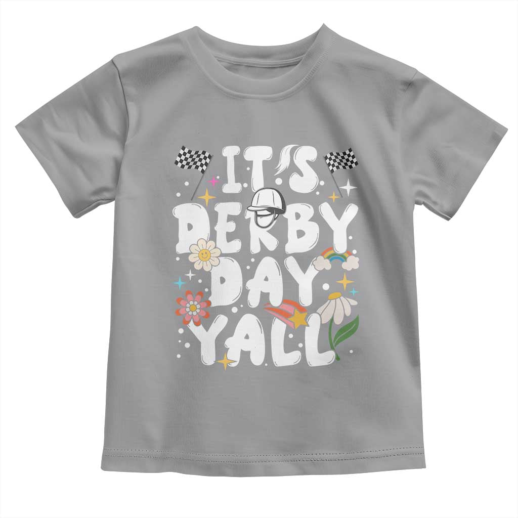It's Derby Day Y'All Toddler T Shirt Retro Groovy KY Horse Racing TS02 Sport Gray Print Your Wear