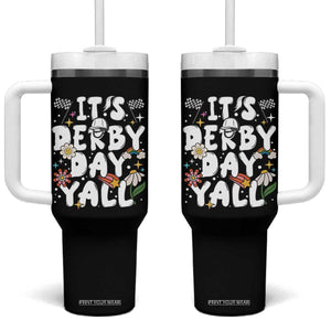 It's Derby Day Y'All Tumbler With Handle Retro Groovy KY Horse Racing TS02 One Size: 40 oz Black Print Your Wear