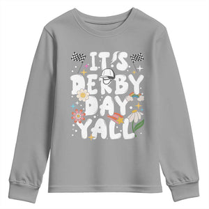 It's Derby Day Y'All Youth Sweatshirt Retro Groovy KY Horse Racing TS02 Sport Gray Print Your Wear