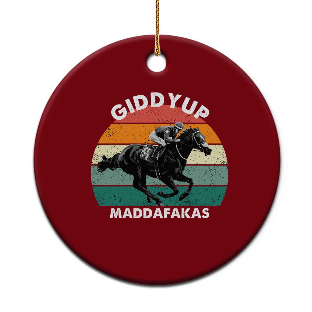 Giddy Up Madafakas Retro Sunset Horse Racing Ceramic Ornament Funny Sarcastic Equestrian Jockey Vintage 70s TS02 1pc Red Print Your Wear