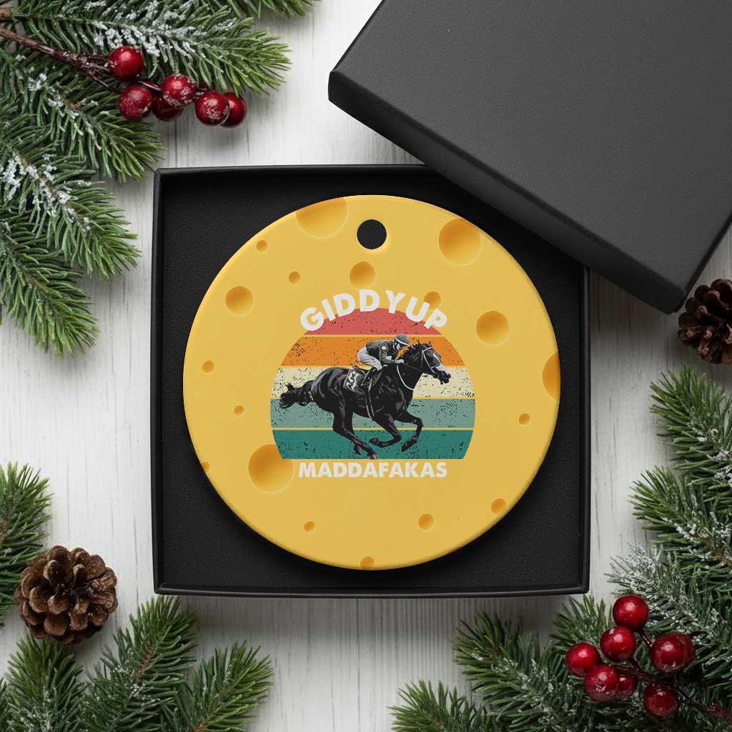 Giddy Up Madafakas Retro Sunset Horse Racing Ceramic Ornament Funny Sarcastic Equestrian Jockey Vintage 70s TS02 1pc Yellow Cheese Print Your Wear
