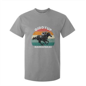 Giddy Up Madafakas Retro Sunset Horse Racing T Shirt For Kid Funny Sarcastic Equestrian Jockey Vintage 70s TS02 Sport Gray Print Your Wear