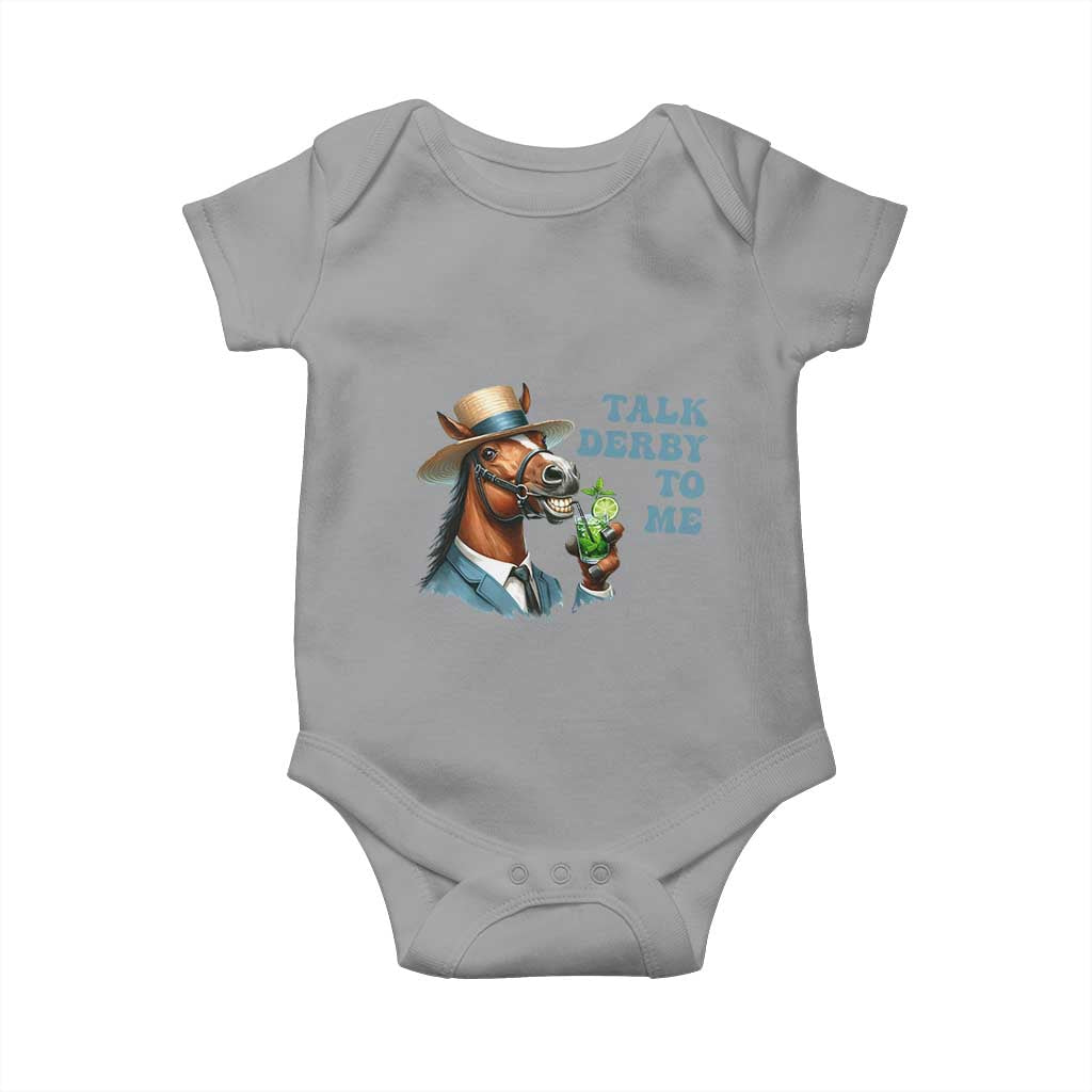 Talk Derby To Me Baby Onesie Funny Horse Racing KY Racing Day TS02 Sport Gray Print Your Wear