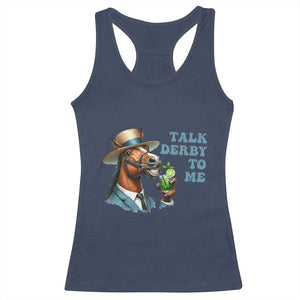 Talk Derby To Me Racerback Tank Top Funny Horse Racing KY Racing Day TS02 Navy Print Your Wear