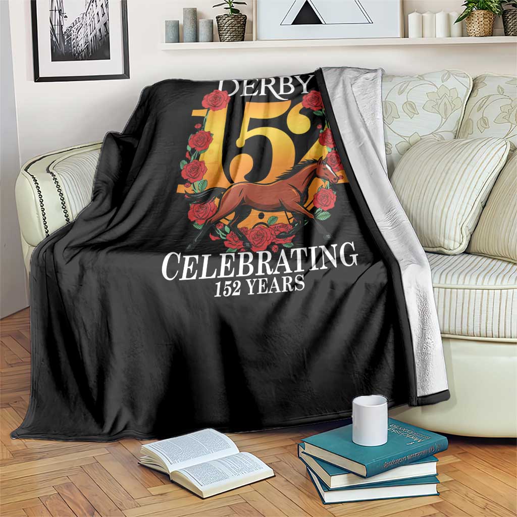 Celebrating 152 Years Horse Racing Anniversary Horseshoe Graphic Throw Blanket Elegant Run Lucky Charm Floral 152nd Anniversary TS02 Print Your Wear
