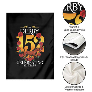 Celebrating 152 Years Horse Racing Anniversary Horseshoe Graphic Garden Flag Elegant Run Lucky Charm Floral 152nd Anniversary TS02 Print Your Wear