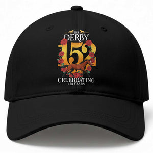 Celebrating 152 Years Horse Racing Anniversary Horseshoe Graphic Baseball Cap Elegant Run Lucky Charm Floral 152nd Anniversary TS02 Print Your Wear