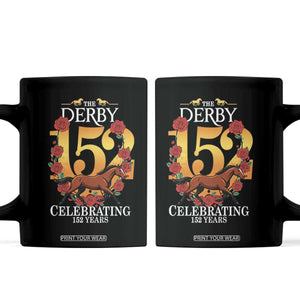 Celebrating 152 Years Horse Racing Anniversary Horseshoe Graphic Coffee Mug Elegant Run Lucky Charm Floral 152nd Anniversary TS02 Black Print Your Wear