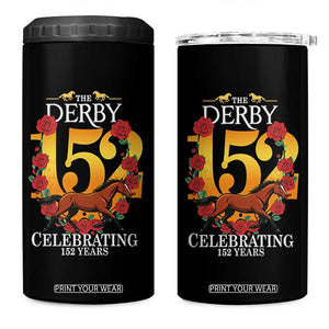 Celebrating 152 Years Horse Racing Anniversary Horseshoe Graphic 4 in 1 Can Cooler Tumbler Elegant Run Lucky Charm Floral 152nd Anniversary TS02 One Size: 16 oz Black Print Your Wear