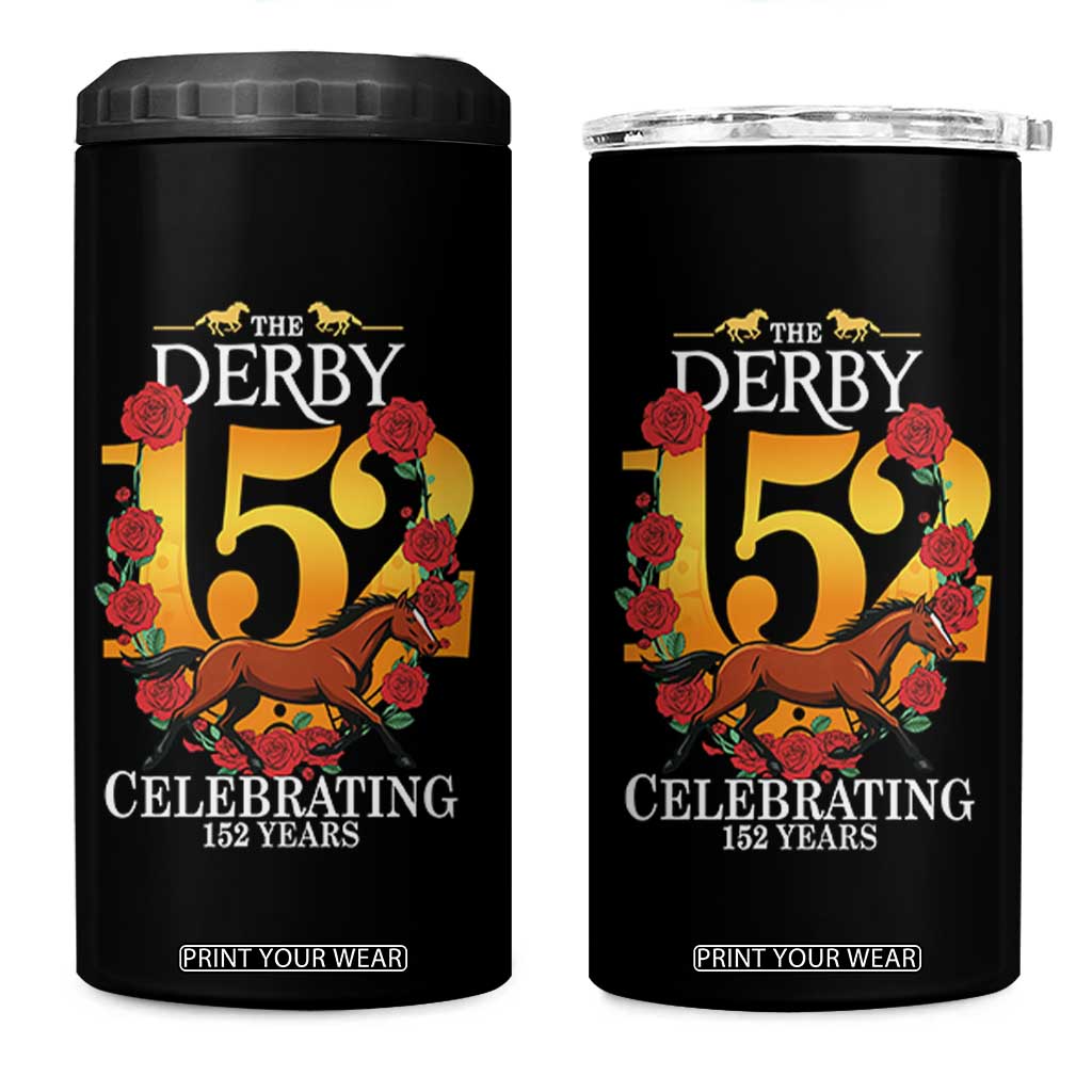 Celebrating 152 Years Horse Racing Anniversary Horseshoe Graphic 4 in 1 Can Cooler Tumbler Elegant Run Lucky Charm Floral 152nd Anniversary TS02 One Size: 16 oz Black Print Your Wear