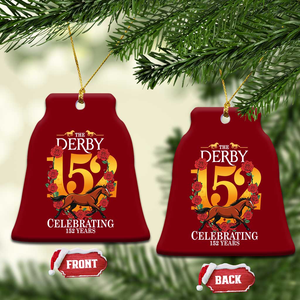 Celebrating 152 Years Horse Racing Anniversary Horseshoe Graphic Ceramic Ornament Elegant Run Lucky Charm Floral 152nd Anniversary TS02 Print Your Wear