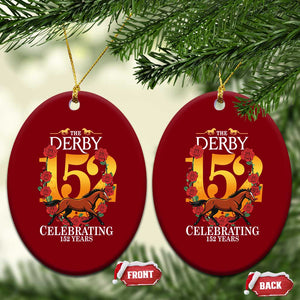 Celebrating 152 Years Horse Racing Anniversary Horseshoe Graphic Ceramic Ornament Elegant Run Lucky Charm Floral 152nd Anniversary TS02 Print Your Wear