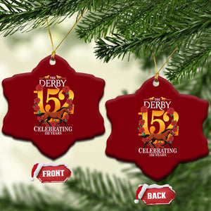 Celebrating 152 Years Horse Racing Anniversary Horseshoe Graphic Ceramic Ornament Elegant Run Lucky Charm Floral 152nd Anniversary TS02 Print Your Wear